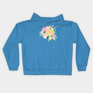 Tie-Dye Hibiscus Collage in pastels Kids Hoodie